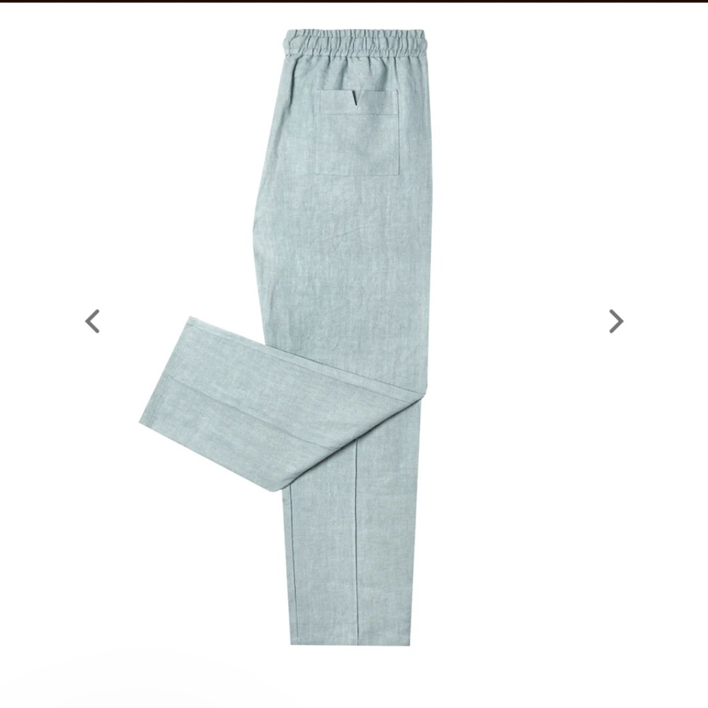 TOMBOLO Easy-Going‎ Pants (Hazy Blue  Linen) Womens XL Wide leg - Picture 5 of 15